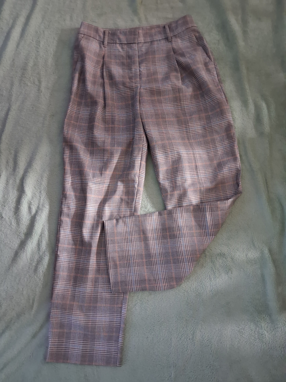 Nine West Women's Plaid Trousers in Gray and Pink